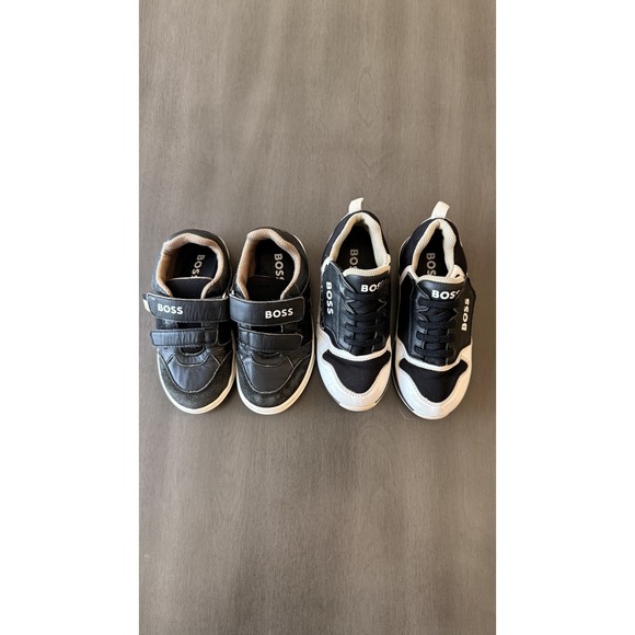 Boss Other - Boss Shoes Kids Size 10.5 Black Sneakers Lot 2 Pairs Hook & Loop Strap